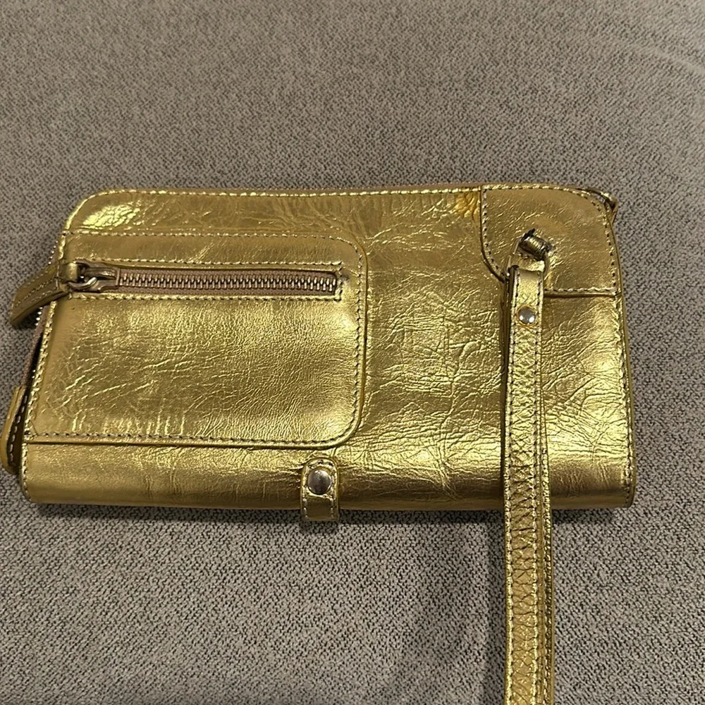 Sigerson Morrison gold wristlet/clutch